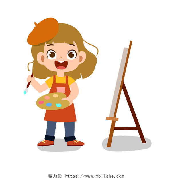 彩色儿童小孩画家美术培训暑假招生PNG素材